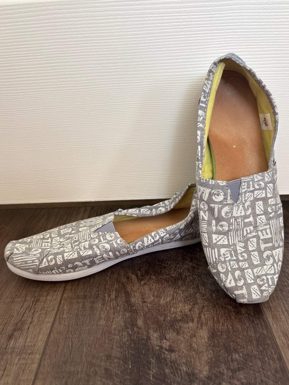 Toms Grey Chambray Ten Year Anniversary Patterned Slip-On Canvas Shoe